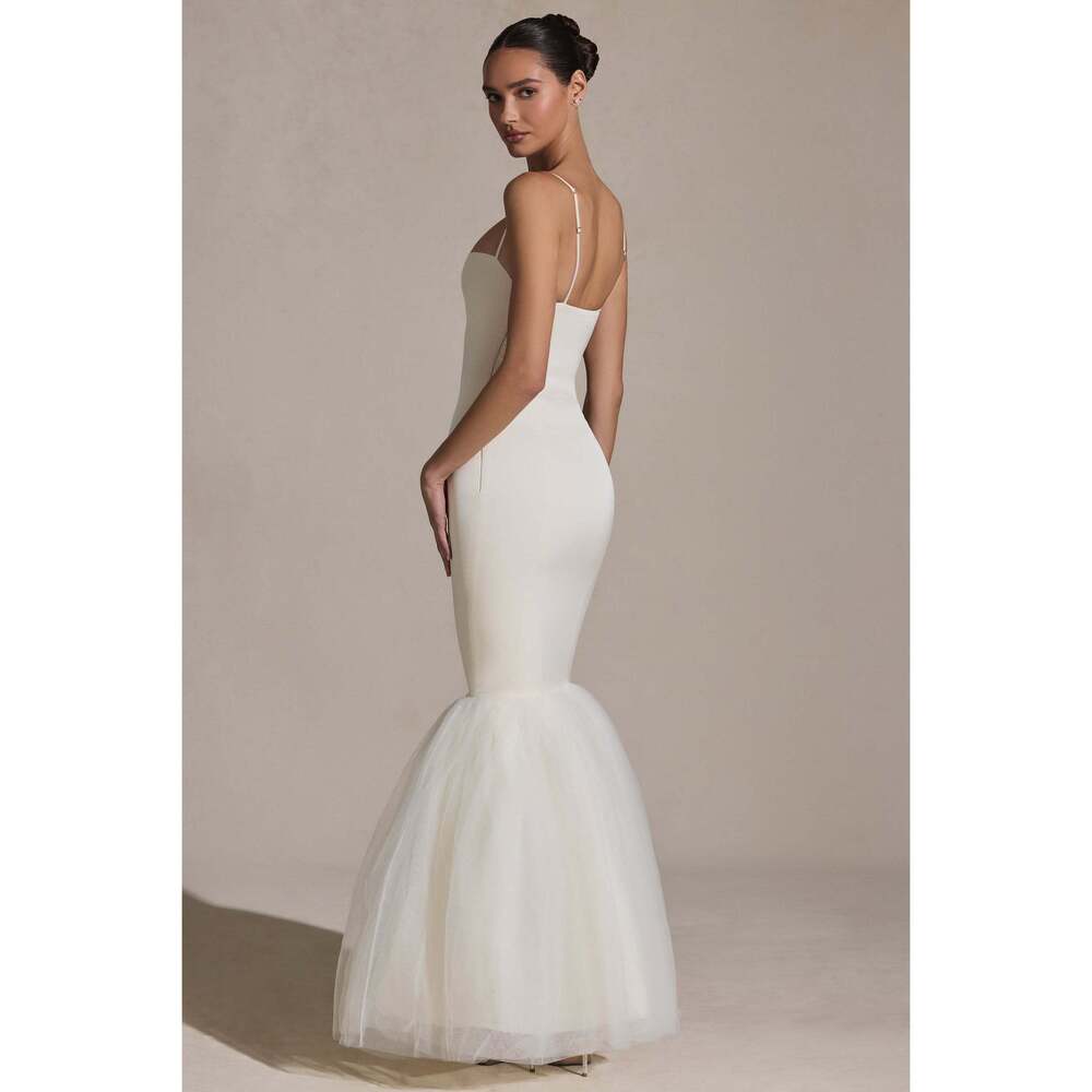 Oh Polly Tulle Hem Fishtail Gown in Ivory 0 - Picture 2 of 3